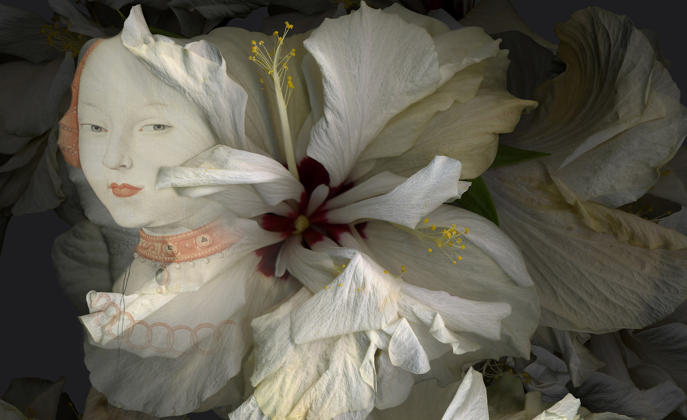 Paloma Navares. Hibiscus blancos. Canción de primavera, 2017 (detalle).