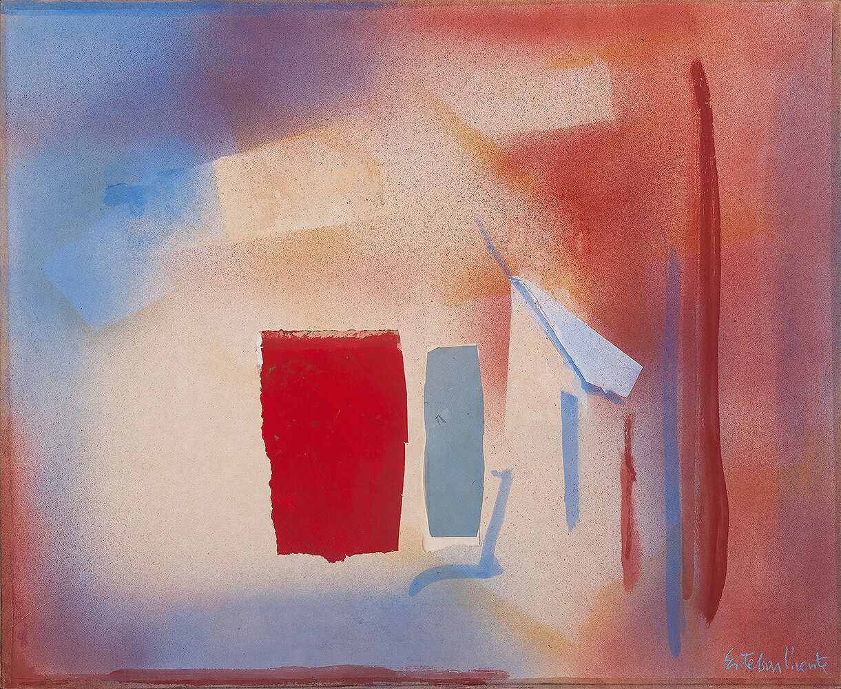 Esteban Vicente. Sin título, 1988. Técnica mixta y collage sobre tela. 71 x 86,5 cm.