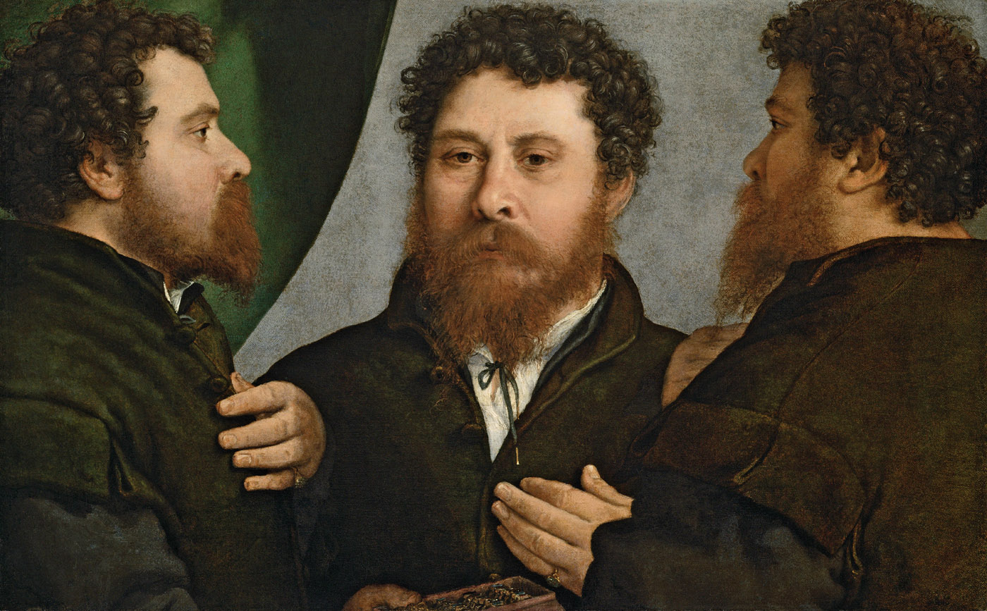 Retrato triple de orfebre (Bartolomeo Carpan?). Lorenzo Lotto. h 1525 - 1535. Viena, Kunsthistorisches Museum, Gemäldegalerie.