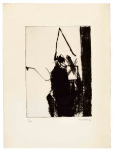 Manolo Millares (1926-1972). Auto de fe. Inspirado en extractos del libro Causas del tribunal del Santo Oficio de la Inquisición en Canarias (1520). 1967.