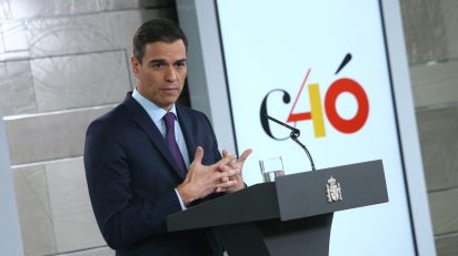 El presidente del Gobierno, Pedro Sánchez, durante la rueda de prensa posterior al Consejo de Ministros en la que ha ofrecido el balance de gestión del Gobierno. Pool Moncloa/Fernando Calvo.