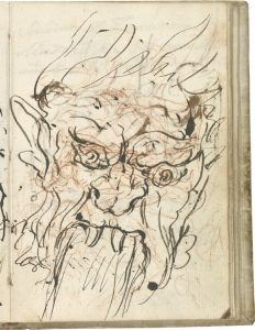 Cuaderno italiano Mascarón de fuente, sobrepuesto a Aníbal vencedor que por primera vez mira Italia desde los Alpes (estudio preparatorio) Goya Hacia 1771 Madrid, Museo Nacional del Prado.