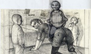 Sergio SANZ. Boceto para Blues after hours, 2006. Lápiz sobre papel, 16,5 x 18,5 cm. Cortesía: Galería Siboney, Santander.