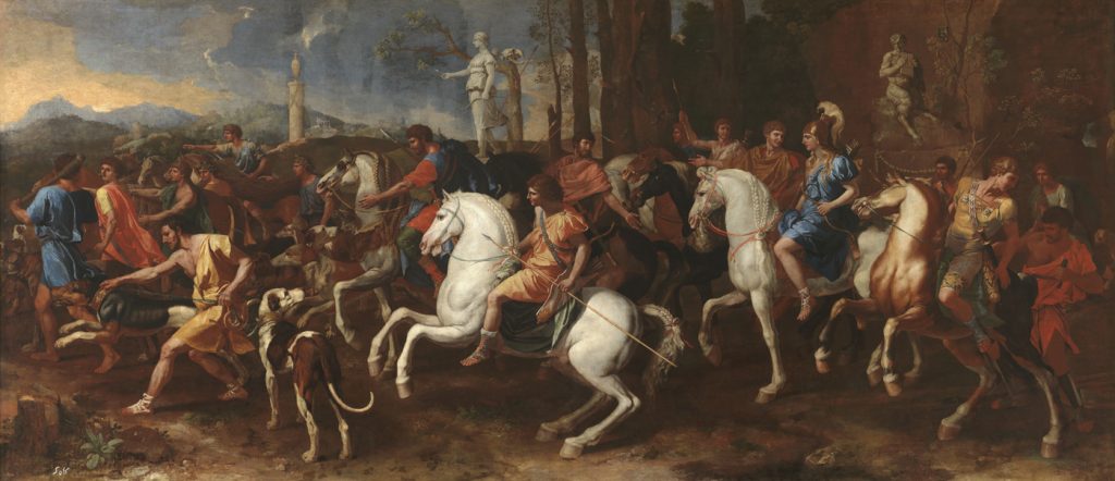 La caza de Meleagro. Nicolás Poussin. Óleo sobre lienzo, 160 x 360 cm 1634 – 1639. Madrid, Museo Nacional del Prado.