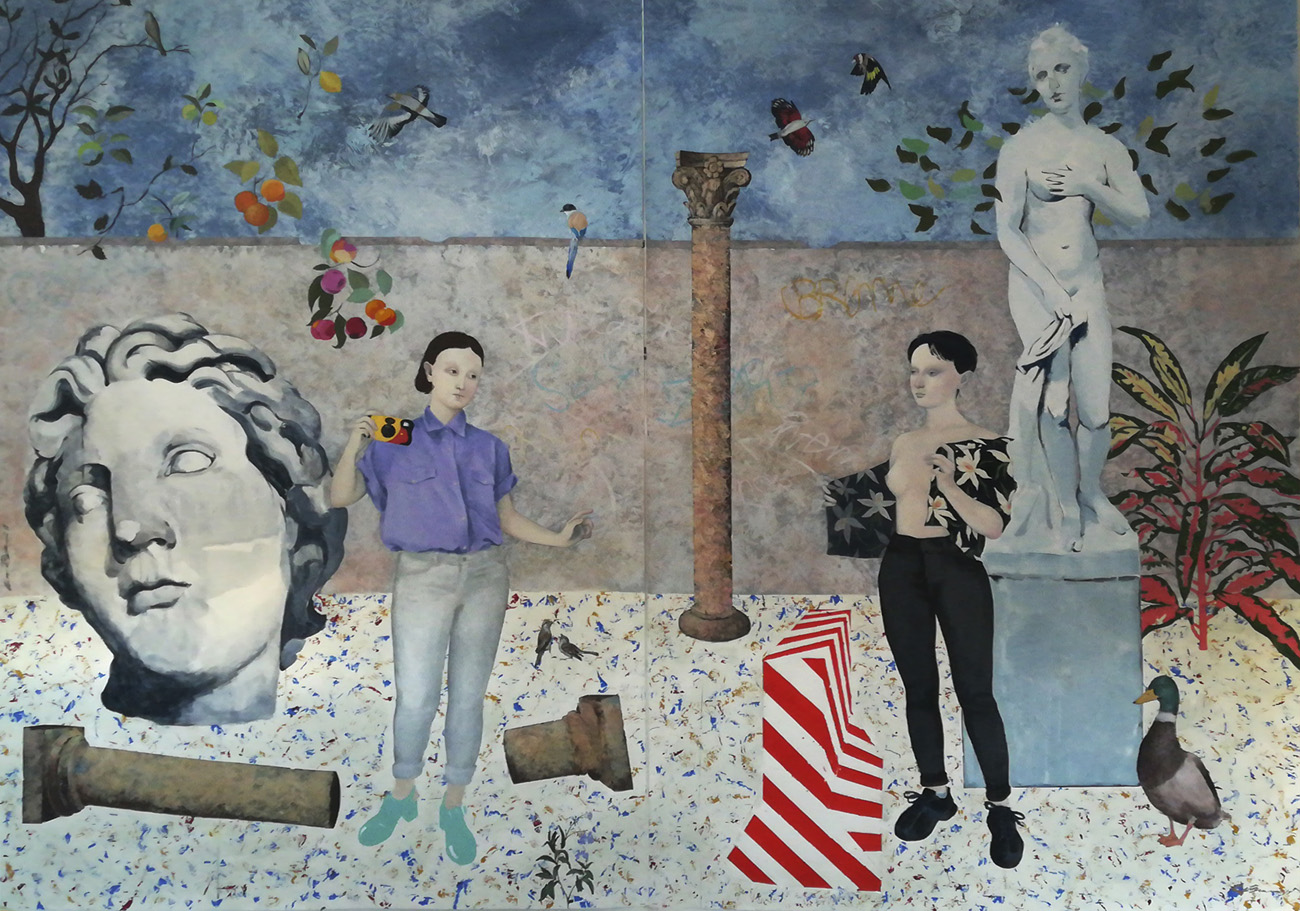 Impresión escena en el foro. Los Bravú.