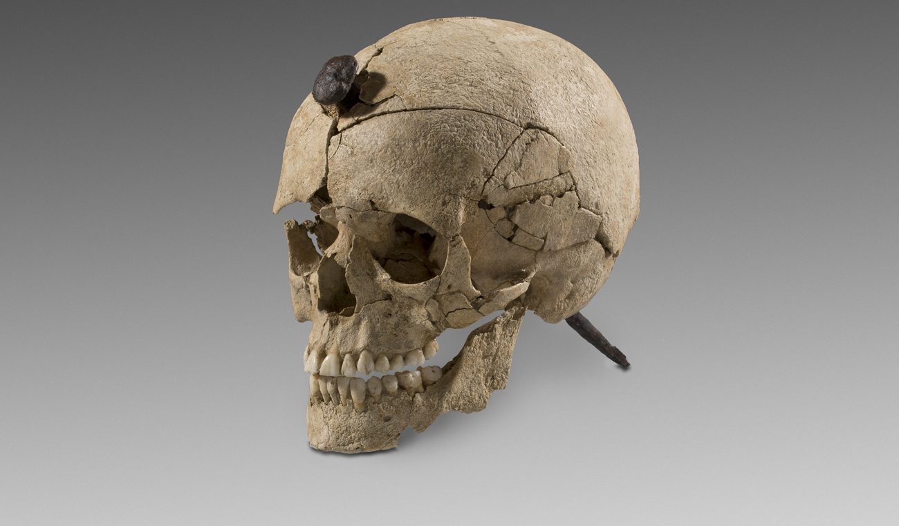 Cráneo con clavo (s. III a.C). Puig de Sant Andreu, Ullastret (Gerona). © Museu d’Arqueologia de Catalunya.