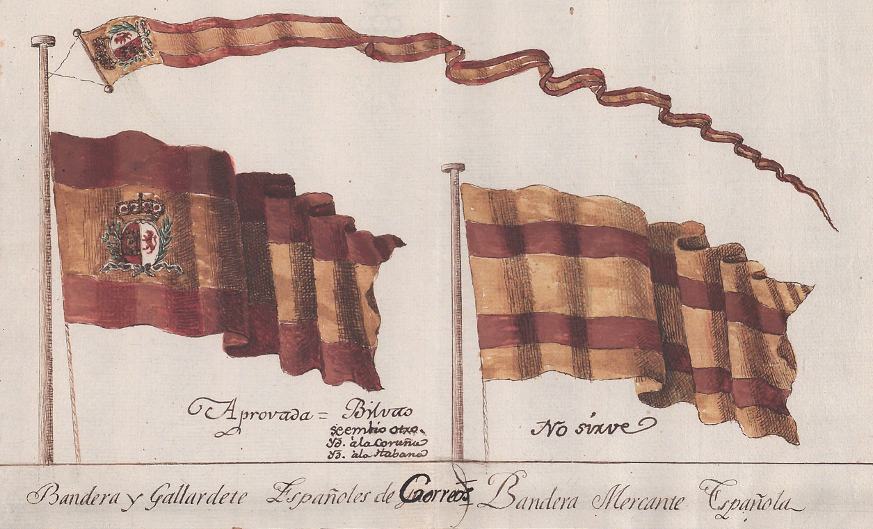 Banderas y gallardetes para los buques correos de España 1785. MP-Banderas, 38.