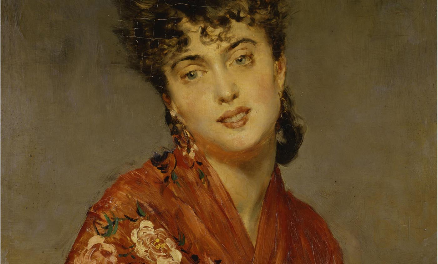Giovanni Boldini. Scialle rosso [El mantón rojo], c. 1880. Colección particular. Cortesía de Galleria Bottegantica, Milán.