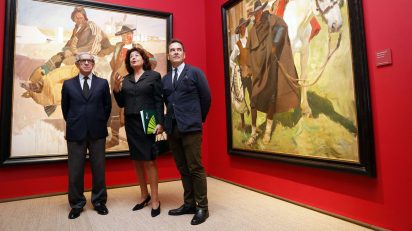 El acto de presentación de 'Sorolla tierra adentro' ha contado con el presidente de la Fundación Unicaja, Braulio Medel; del conservador del Museo Sorolla, Enrique Varela; y de la comisaria de la exposición, Carmen Pena.