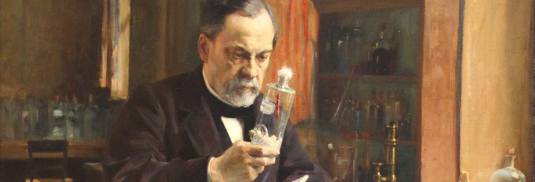 Louis Pasteur trabajando en el laboratorio de la École Normale Supérieur de París. Pintura al óleo de Albert G. A. Edelfelt.