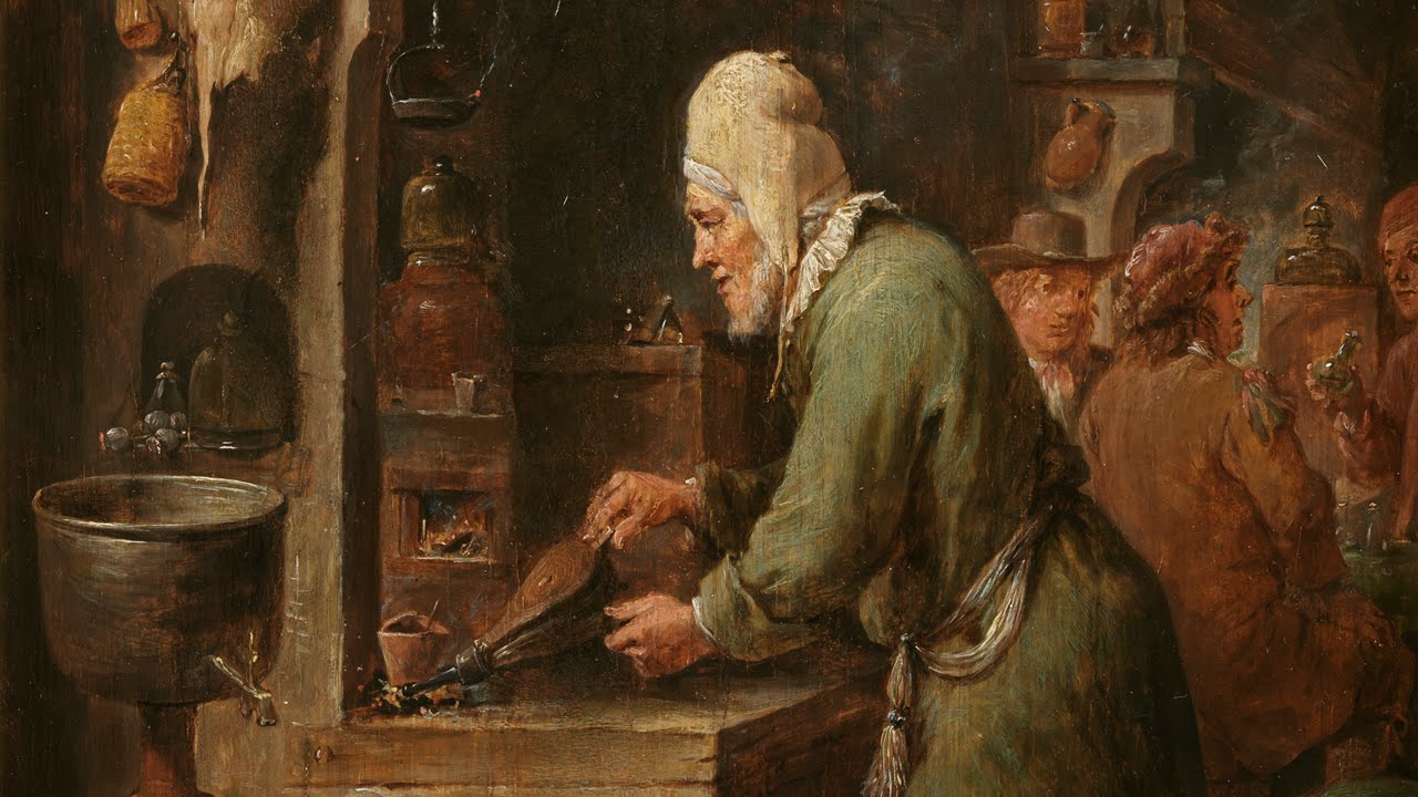 El alquimista (detalle). 1631 - 1640. David Teniers. Museo Nacional del Prado.