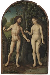 Adán y Eva, de Jan Gossaert. Museo Thyssen-Bornemisza.