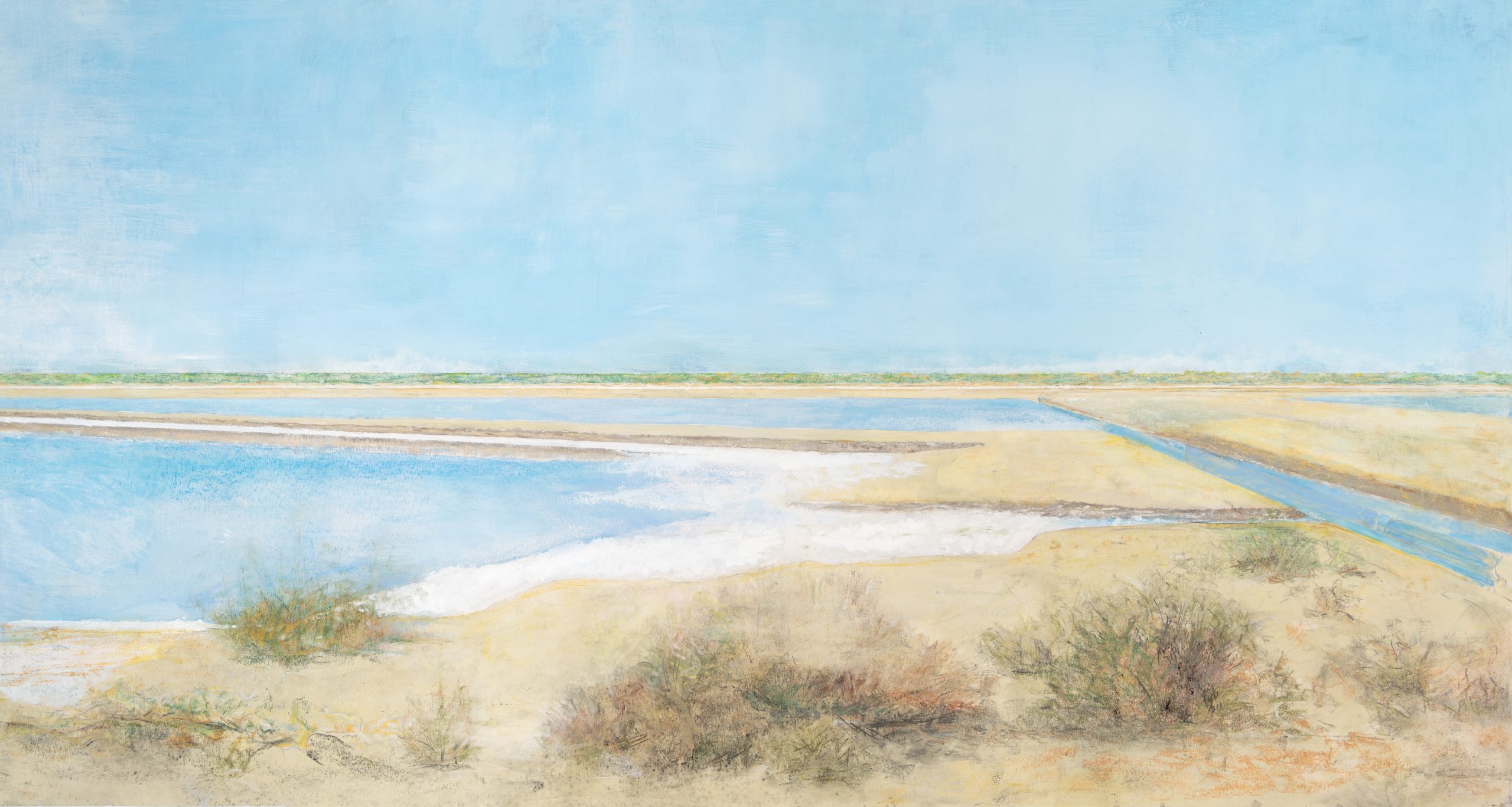 Carmen Laffón. 'La Sal, Salinas de Bonanza, Sanlúcar de Barrameda, Los Caños, Esteros'. 136,5 x 255 cm. ©Claudio del Campo.