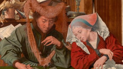'El cambista y su mujer'. Marinus van Reymerswaele, 1539. Óleo sobre tabla. 83 x 97 cm. Madrid, Museo Nacional del Prado.