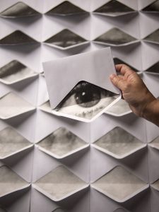 Susana Blasco. Ardua, 2021. Intervención en sala. Collage. 300 × 500 cm.