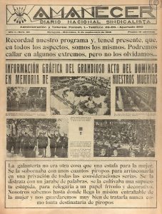 Portada de 'Amanecer', 9 de septiembre de 1936. Hemeroteca Municipal de Zaragoza.