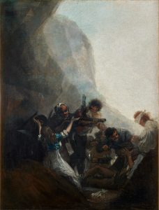Francisco de Goya. Bandidos fusilando a sus prisioneros, 1808-1812. Óleo sobre lienzo, 41,5 × 31,8 cm. Colección Marqués de la Romana, Madrid.