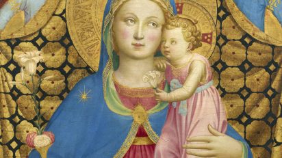 Fra Angelico. La Virgen de la Humildad (detalle), hacia 1433-1435. Colección Thyssen-Bornemisza, en depósito en el Museu Nacional d'Art de Catalunya.