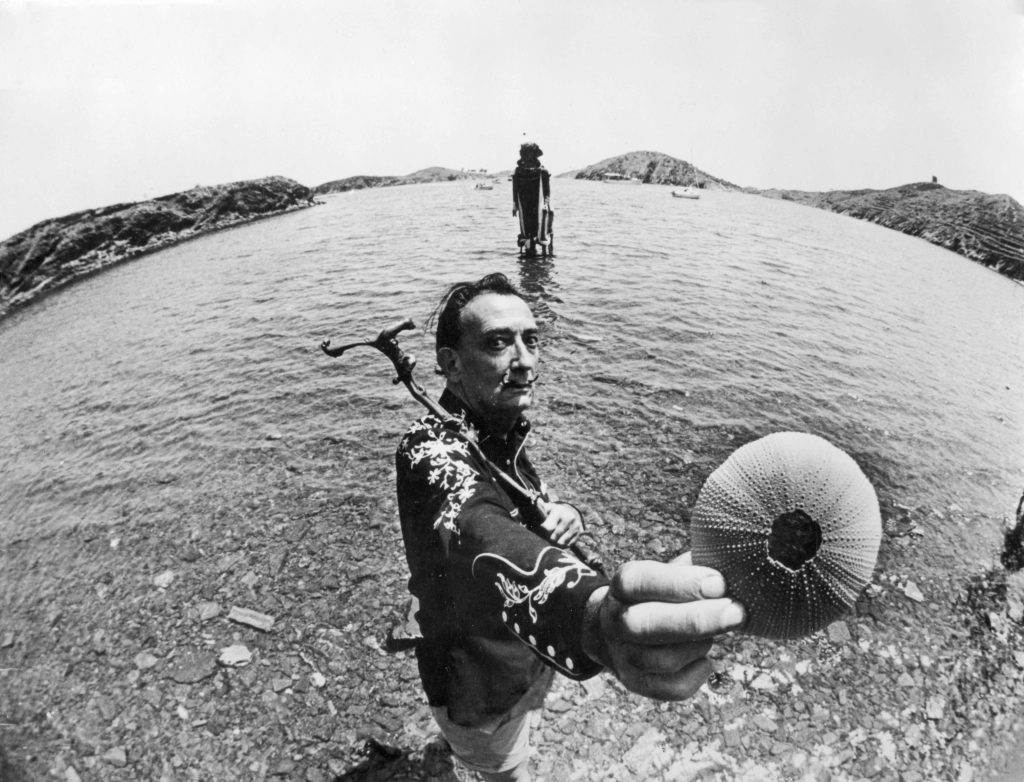 Oriol Maspons. Dalí en la playa de Portlligat, Cadaqués, 1966. Cortesía de la Galería Blanca Berlín.
