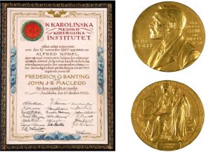 Premio Nobel concedido a los descubridores de la insulina.
