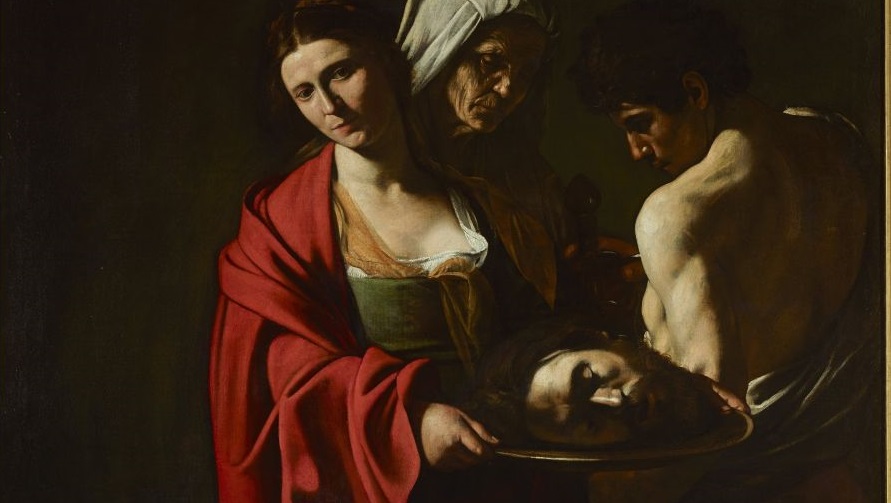 'Salomé con la cabeza del Bautista'. Michelangelo Merisi da Caravaggio, h. 1607. Óleo sobre lienzo 116 x 140 cm. Palacio Real de Madrid.