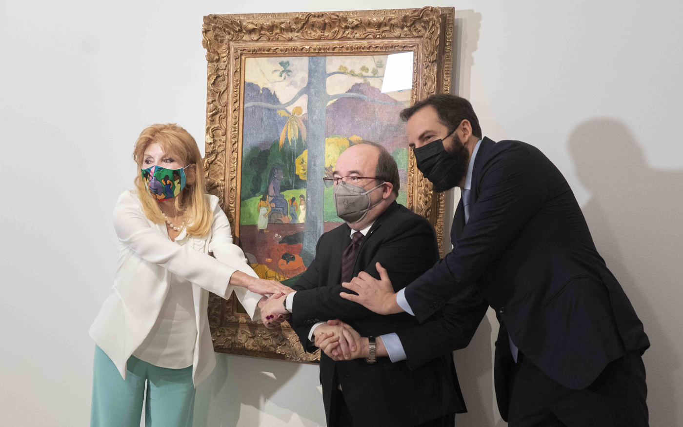Carmen Thyssen-Bornemisza, el ministro de Cultura y Deporte, Miquel Iceta, y Borja Thyssen-Bornemisza.