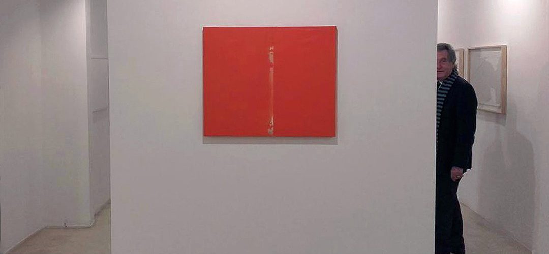 Joan de Muga a l'exposició d'Alfons Borrell a Galeria Joan Prats 2016.