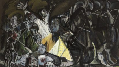 'Los fusilamientos de la Moncloa (d’après Goya) / Los fusilamientos del 3 de mayo (d’après Goya)'. 1969-1987. Óleo sobre lienzo, 180 x 300 cm. Museo Municipal de Arte Contemporáneo de Madrid, Conde-Duque.