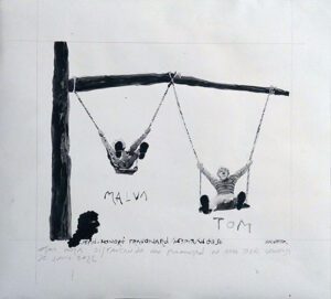 EG0200 - Eduardo Gruber - Jean-Honoré Fragonard (columpio). - Acuarela sobre papel. 40 x 44. 2022