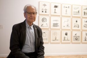 Andrés Rábago en la presentación de la exposición "OPS, El Roto, Rábago. Una microhistoria del mundo" en el Círculo de Bellas Artes de Madrid. Fotos: © Luis Domingo.