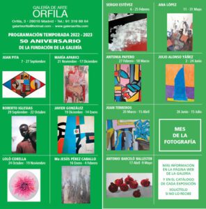 Programación temporada 2022-23. 50 Aniversario de Galería Orfila.