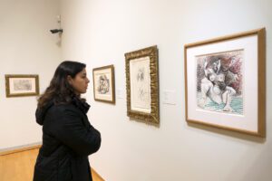 Exposición 'Picasso, blanco en el recuerdo azul. Debuxando o futuro' en el Museo de Belas Artes da Coruña. Foto: Xunta de Galicia.