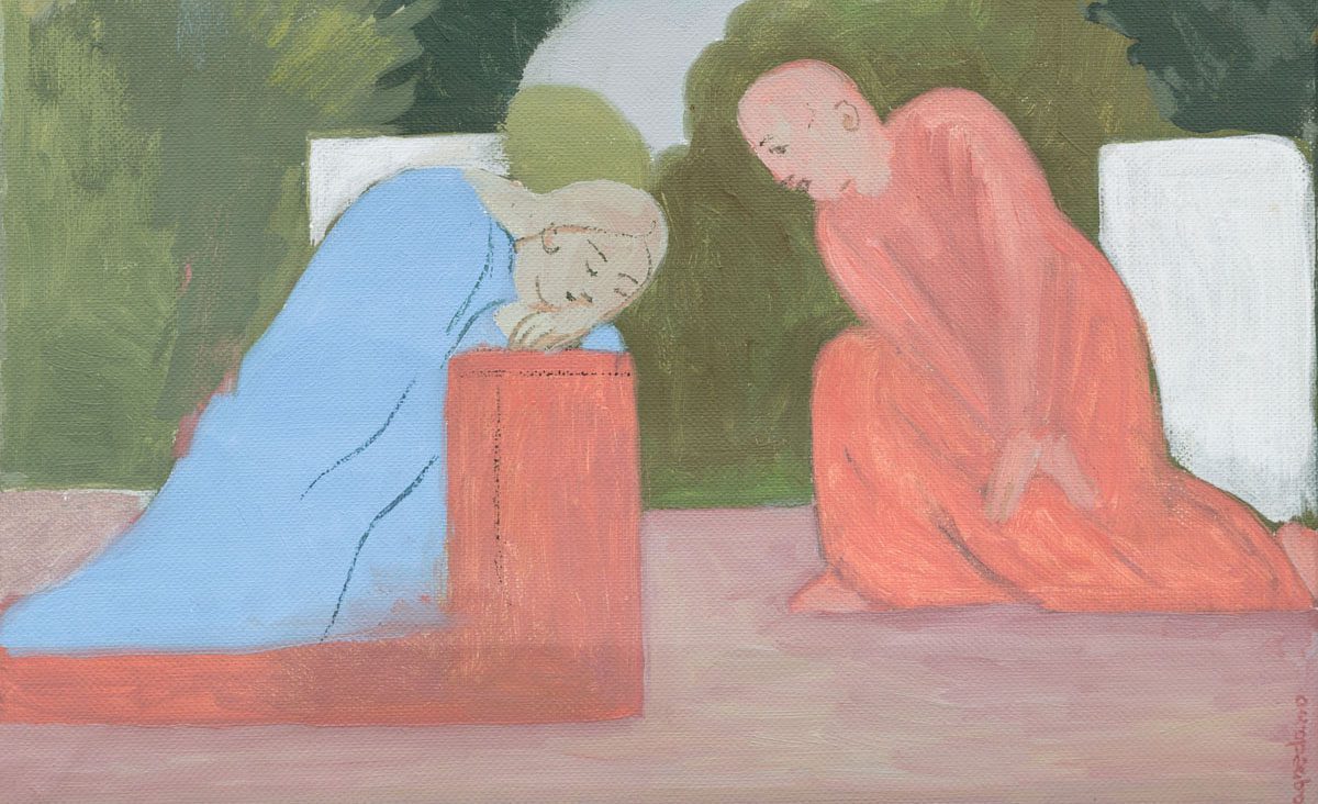 Isabel Baquedano. Anunciación. Acrílico sobre lienzo. 24 x 27 cm.