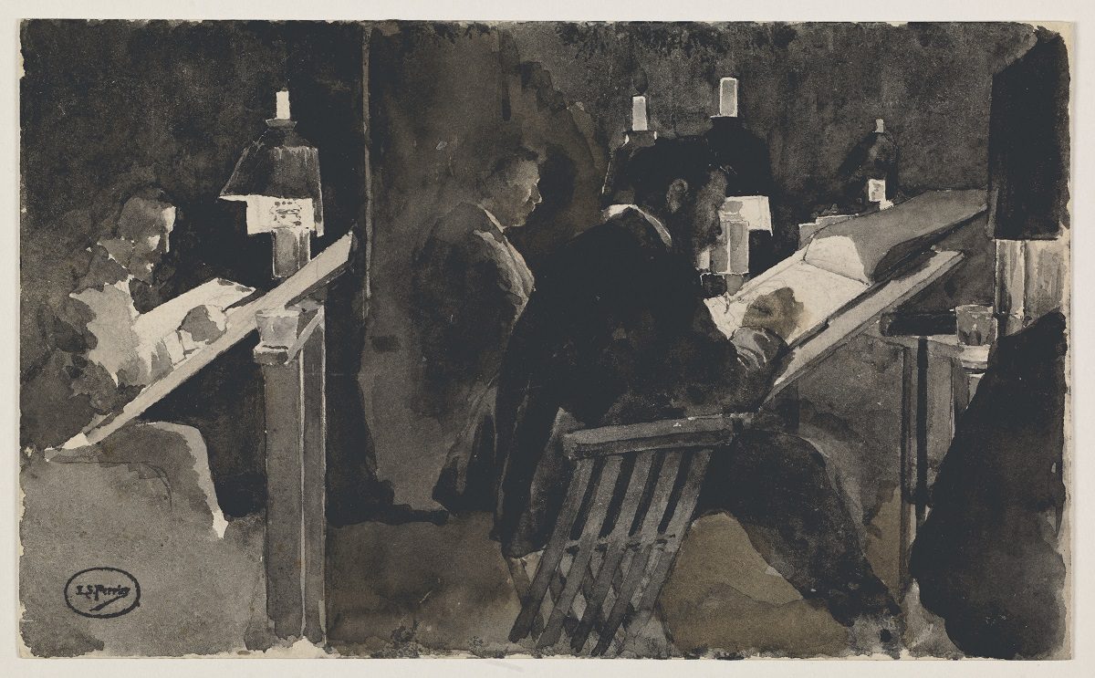 Academia de dibujo en sesión nocturna. Emilio Sánchez Perrier. Lápiz sobre papel avitelado, 138 x 226 mm. Madrid, Museo Nacional del Prado.