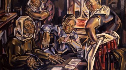 María Blanchard (1881 - 1932), 'La echadora de cartas', 1924–1925. Óleo sobre lienzo, 97 × 130 cm. Association Des Amis du Petit Palais, Ginebra © Studio Monique Bernaz, Ginebra.