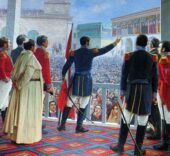 'José de San Martín proclama la independencia del Perú en Lima el 28 de julio de 1821'. Por Juan Lepiani - Imagen fotografiada y subida por Discjockey. Dominio público, https://commons.wikimedia.org/w/index.php?curid=1755564