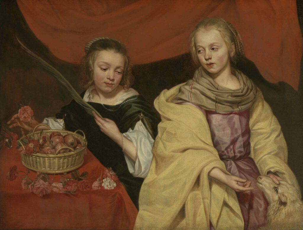 Michaelina Wautier, Two Girls as Saints Agnes and Dorothea, c. 1650. Royal Museum of Fine Arts Antwerp (KMSKA) – Flemish Community Collection.