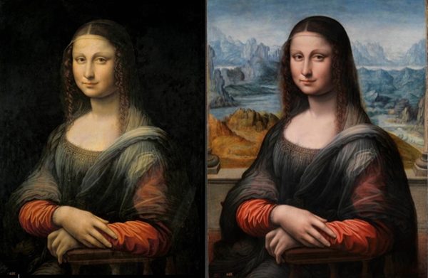 "La Gioconda" del Museo del Prado antes y después de su restauración.
