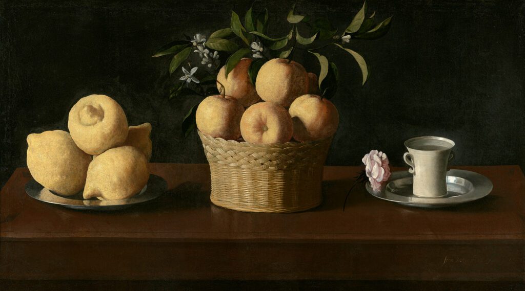 Francisco de Zurbarán. "Bodegón con limones, naranjas y una rosa". The Norton Simon Foundation, Pasadena, California © The Norton Simon Foundation.