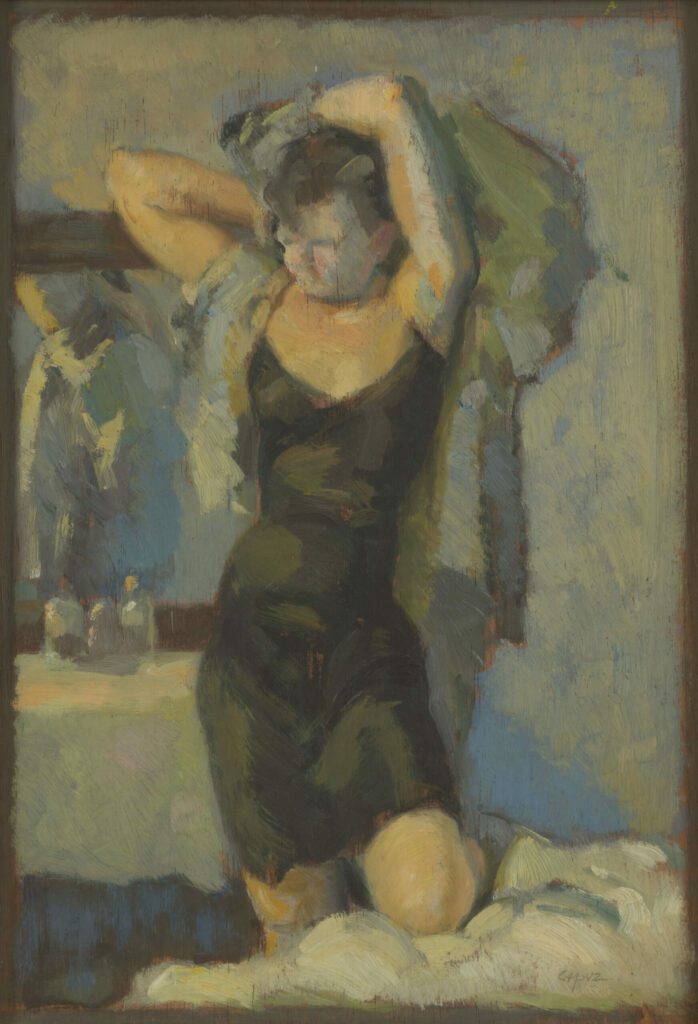 Pascual Capuz. Retrato de la esposa del pintor, 1901-1933 ca. Aguada sobre cartón. Museo Nacional de Cerámica “González Martí” CE4/00370.