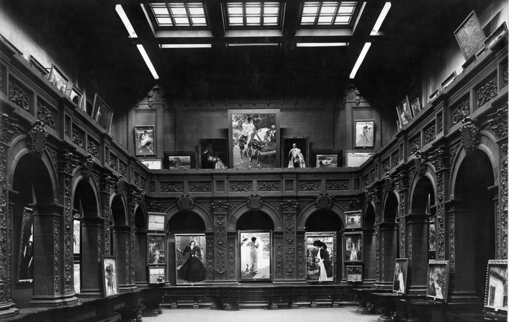 Patio central de la Hispanic Society durante la exposición de Sorolla de 1909. Cortesía de la Hispanic Society of America.